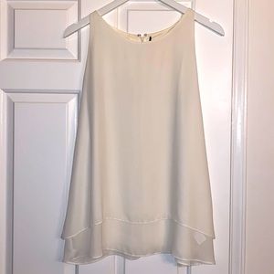 White chiffon tank with slit back